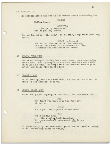 Moe Howard's Personally Owned Script for the 1946 Three Stooges Film ''Beer Barrel Polecats''